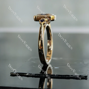 Doveggs bezel three stones engagement ring only semi-mount only(Exclusively to DovEggs Stones)