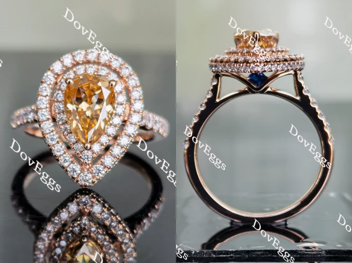 Pave double halo engagement ring only semi-mount only(Exclusively to DovEggs Stones) - DovEggs-Seattle