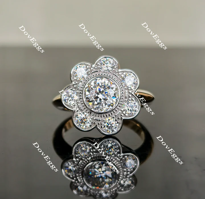 Doveggs flower shape engagement ring only semi-mount only(Exclusively to DovEggs Stones) - DovEggs-Seattle