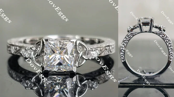 Doveggs side stones carved vintage engagement ring only semi-mount only(Exclusively to DovEggs Stones) - DovEggs-Seattle