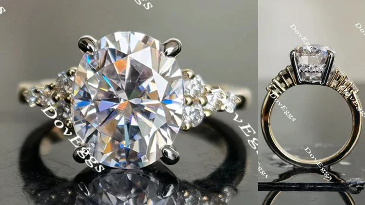 Sandra Oval side stone engagement ring only semi-mount only(Exclusively to DovEggs Stones) - DovEggs-Seattle
