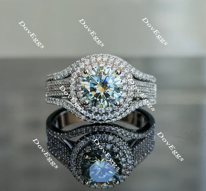 Doveggs double halo pave engagement ring only semi-mount only(Exclusively to DovEggs Stones) - DovEggs-Seattle