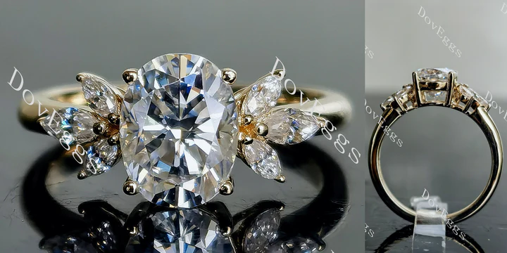 Floral side stone engagement ring only semi-mount only(Exclusively to DovEggs Stones)