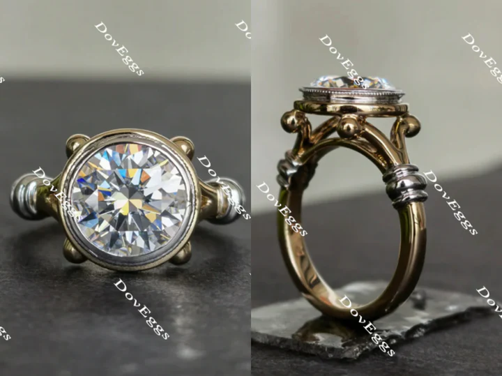 Doveggs bezel solitaire vintage  engagement ring only semi-mount only(Exclusively to DovEggs Stones) - DovEggs-Seattle