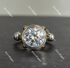 Doveggs bezel solitaire vintage  engagement ring only semi-mount only(Exclusively to DovEggs Stones)