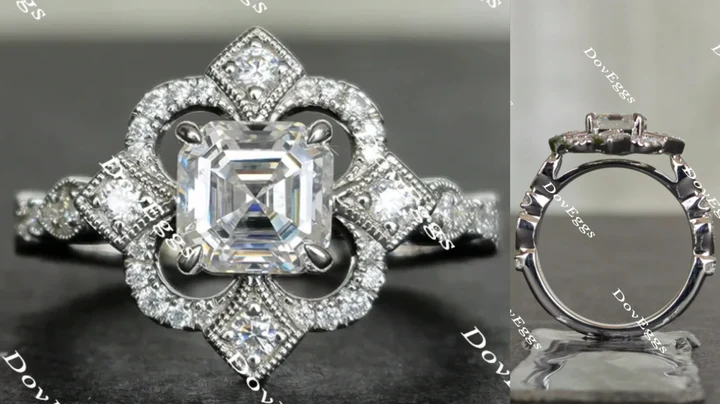 The aviator's floral engagement ring only semi-mount only(Exclusively to DovEggs Stones)