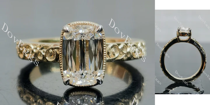 DovEggs art deco solitaire bezel engagement ring only semi-mount only(Exclusively to DovEggs Stones)