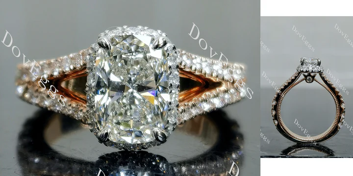 DovEggs vintage halo split shanks engagement ring semi-mount only(Exclusively to DovEggs Stones)