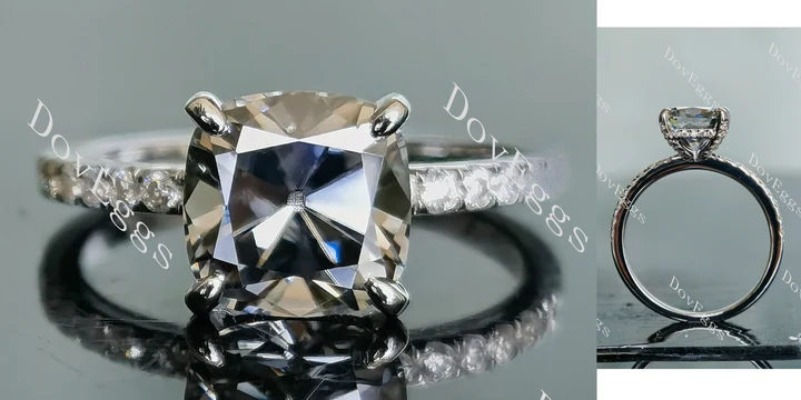 Doveggs half eternity pave engagement ring semi-mount only(Exclusively to DovEggs Stones)