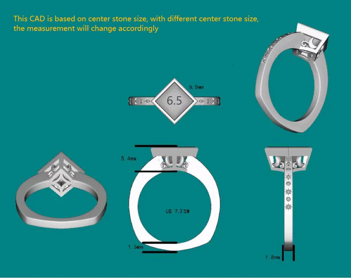 Doveggs art deco bezel engagement ring semi-mount only(Exclusively to DovEggs Stones)