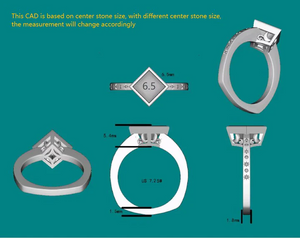 Doveggs art deco bezel engagement ring semi-mount only(Exclusively to DovEggs Stones)