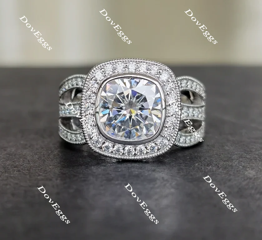 DovEggs halo pave engagement ring semi-mount only(Exclusively to DovEggs Stones)