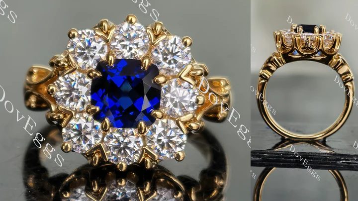 Doveggs floral halo engagement ring semi-mount only(Exclusively to DovEggs Stones)
