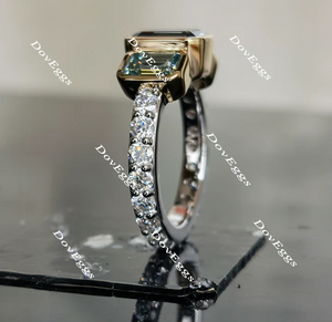 DovEggs bezel three-stone vintage engagement ring semi-mount only(Exclusively to DovEggs Stones)