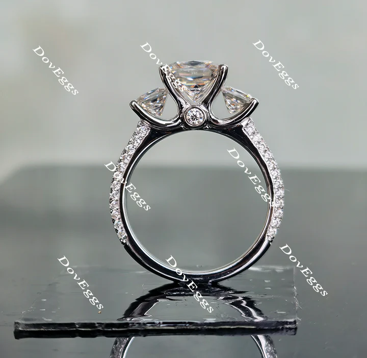 DovEggs pave three-stone engagement ring semi-mount only(Exclusively to DovEggs Stones)