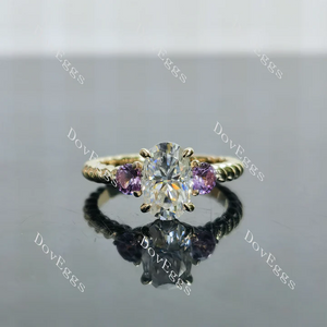Doveggs three-stones engagement ring semi-mount only(Exclusively to DovEggs Stones)