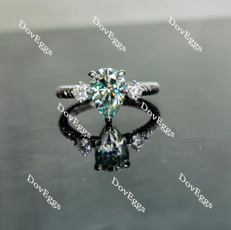 Doveggs three-stones engagement ring semi-mount only(Exclusively to DovEggs Stones)