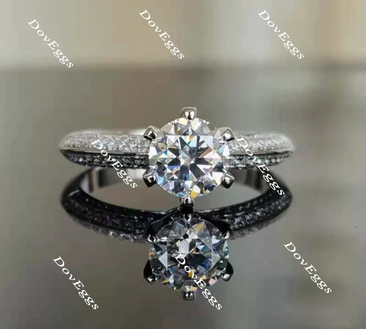 Doveggs pave half eternity engagement ring semi-mount only(Exclusively to DovEggs Stones)