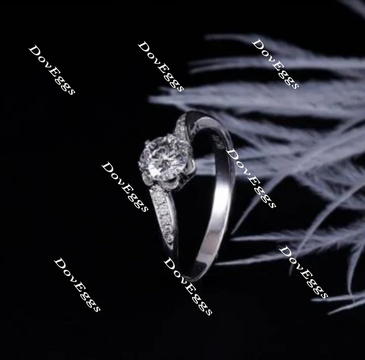 DoveEggs tension pave engagement ring semi-mount only(Exclusively to DovEggs Stones)