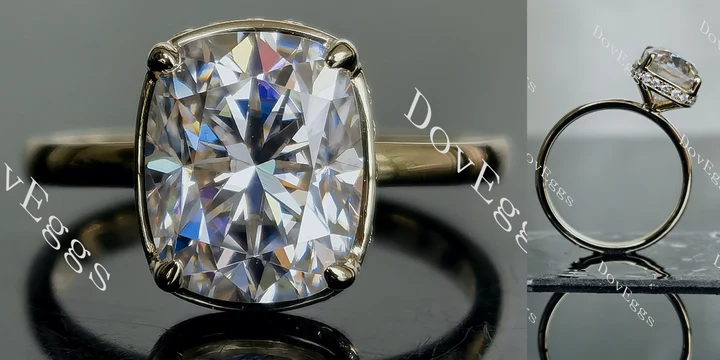 Naomi bezel hidden halo engagement ring semi-mount only(Exclusively to DovEggs Stones)