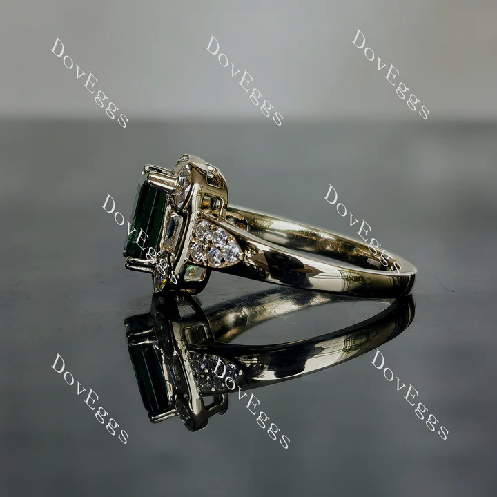 Green with Envy art deco bezel engagement ring only semi-mount only(Exclusively to DovEggs Stones)