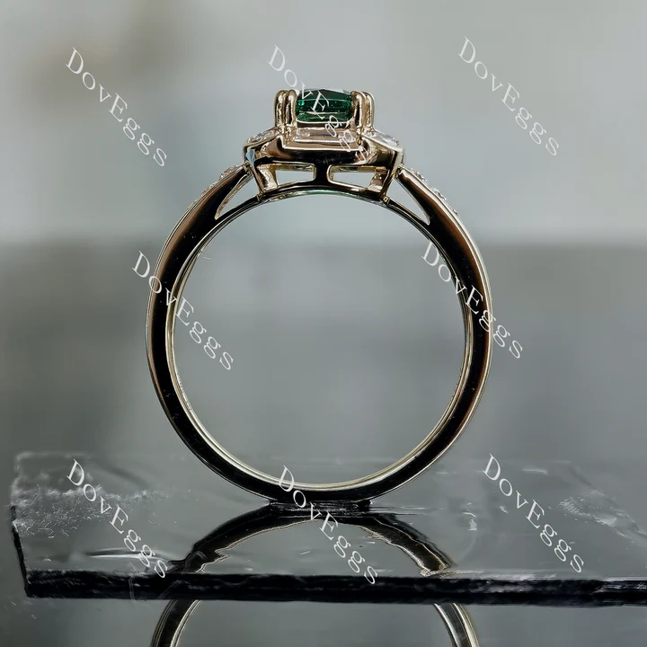Green with Envy art deco bezel engagement ring only semi-mount only(Exclusively to DovEggs Stones)