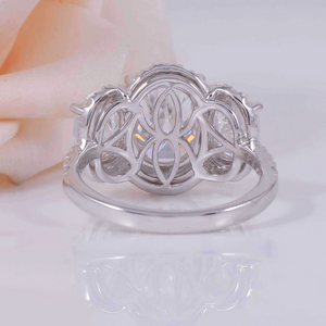 Doveggs three-stone halo vintage engagement ring only semi-mount only(Exclusively to DovEggs Stones)