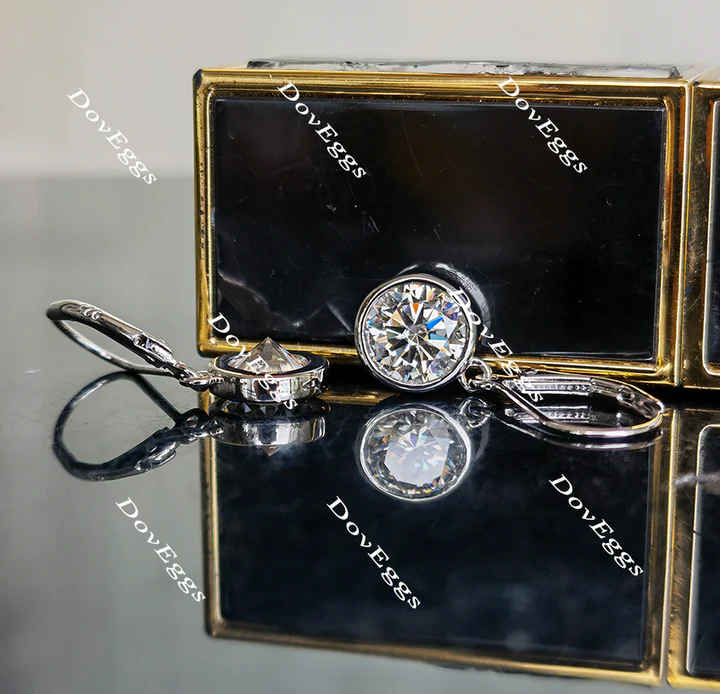 Doveggs bezel setting drop earrings for women semi-mount only(Exclusively to DovEggs Stones) - DovEggs-Seattle
