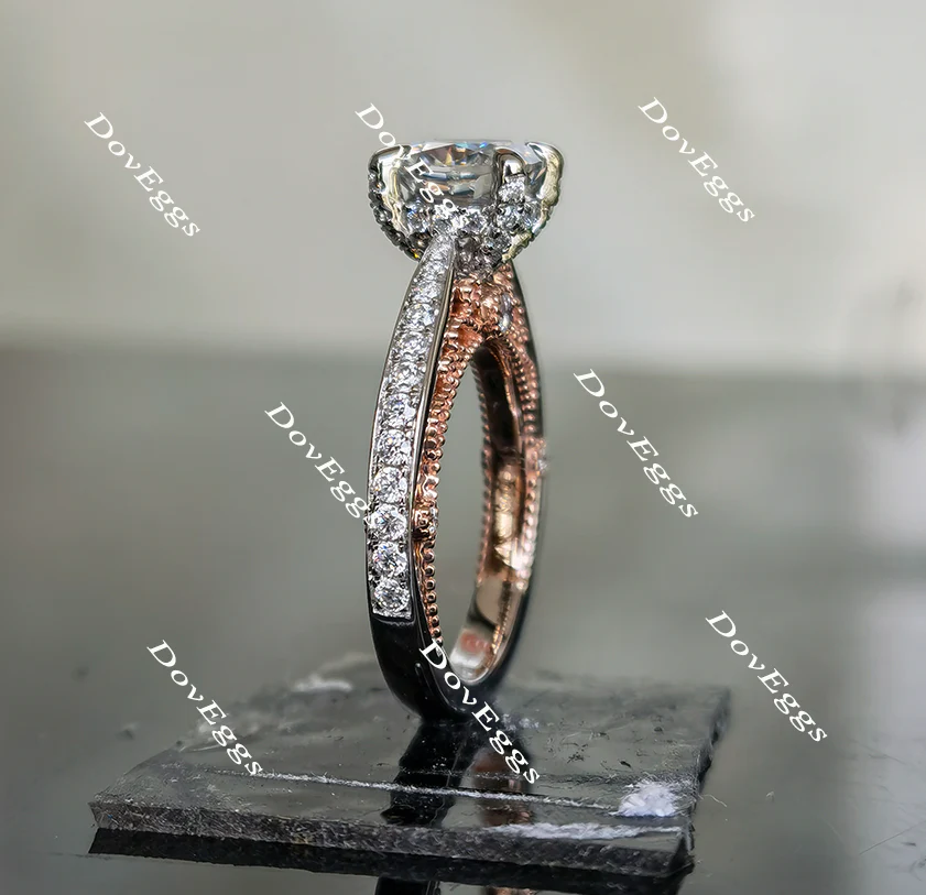 Aubree’s half eternity pave engagement ring only semi-mount only(Exclusively to DovEggs Stones)