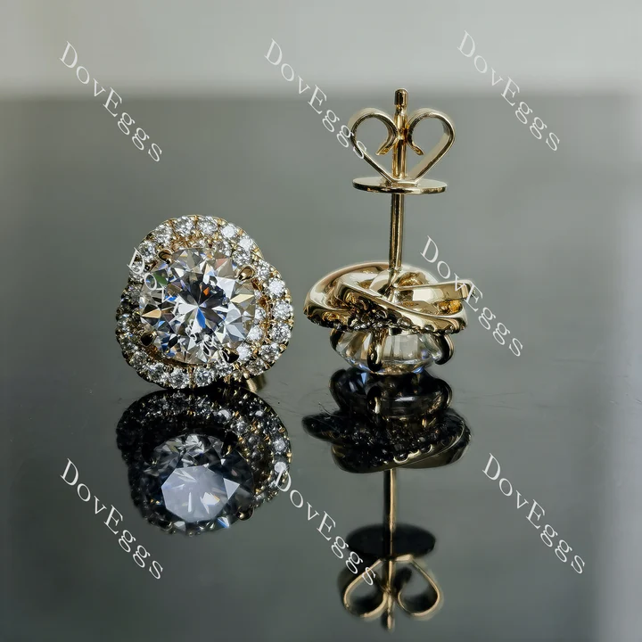 Doveggs flower shape halo stud earrings only semi-mount (Exclusively to DovEggs Stones)