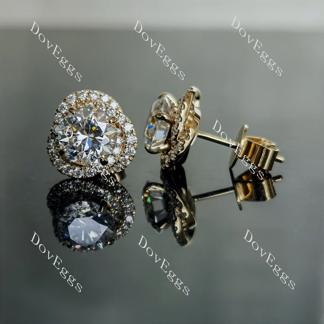 Doveggs flower shape halo stud earrings only semi-mount (Exclusively to DovEggs Stones)