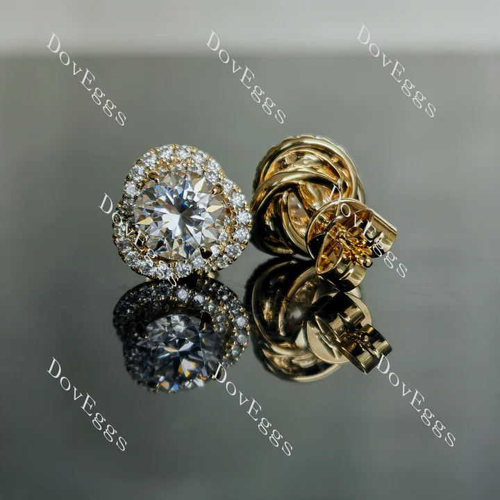 Doveggs flower shape halo stud earrings only semi-mount (Exclusively to DovEggs Stones)