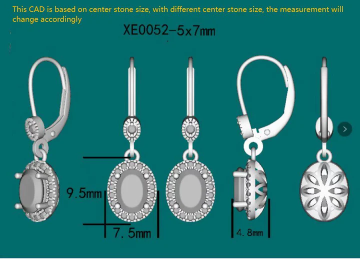 Doveggs halo drop earrings only semi-mount (Exclusively to DovEggs Stones)