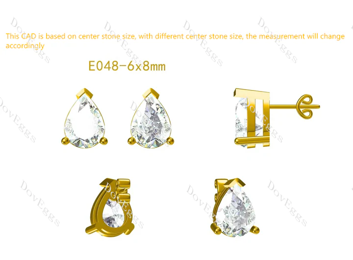 Doveggs solitaire stud earrings only semi-mount (Exclusively to DovEggs Stones)