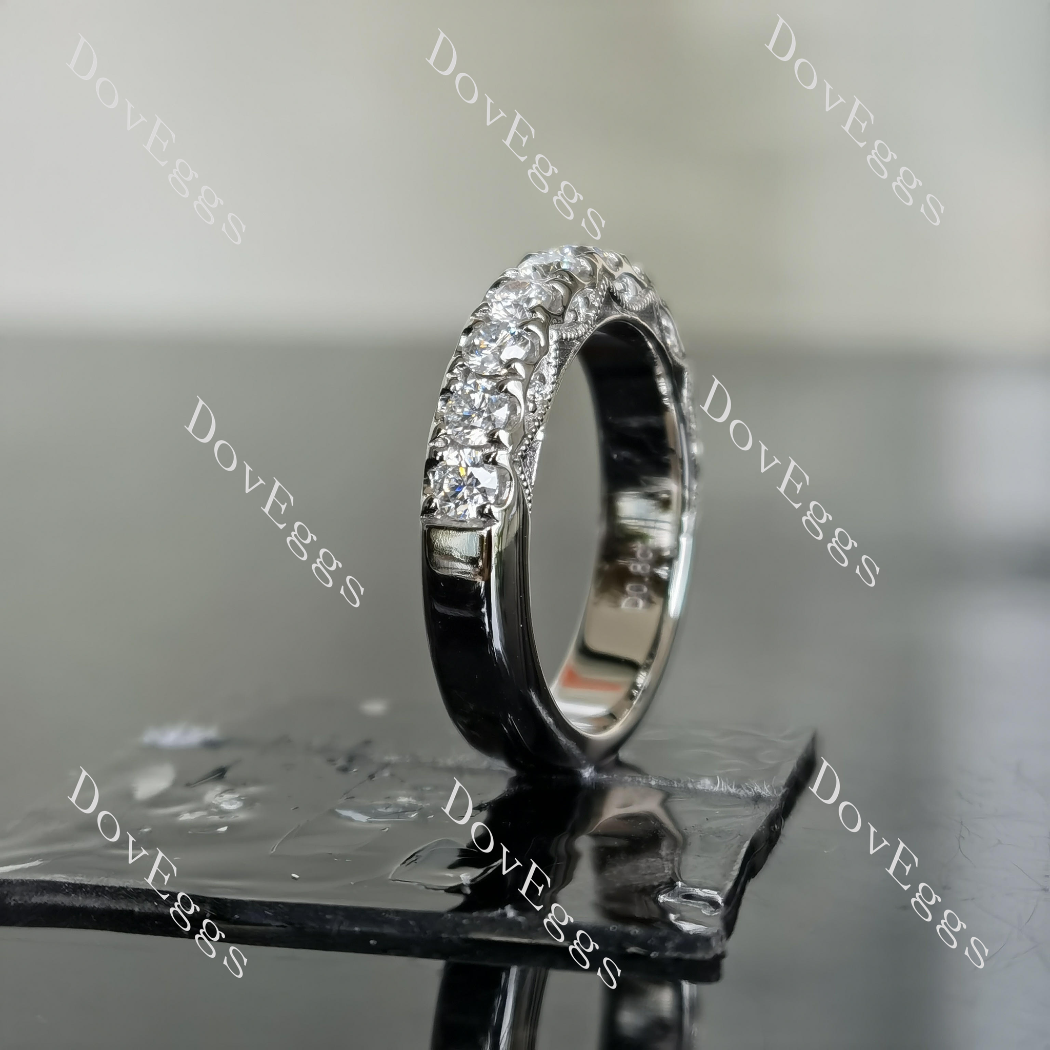 Doveggs Pave moissanite/lab grown diamond wedding band for women-4mm band width