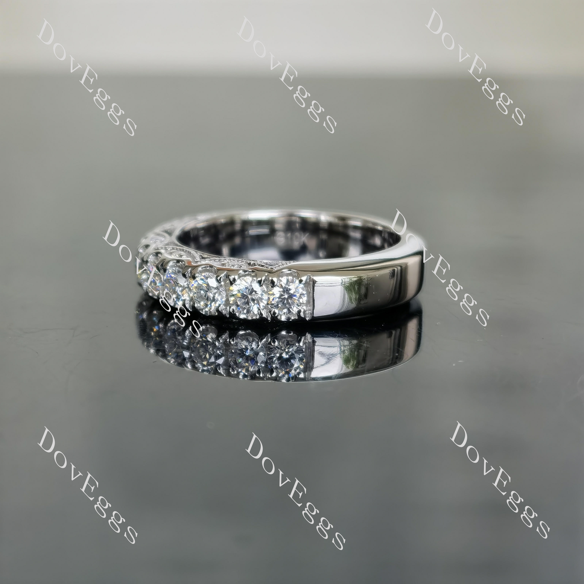 Doveggs Pave moissanite/lab grown diamond wedding band for women-4mm band width