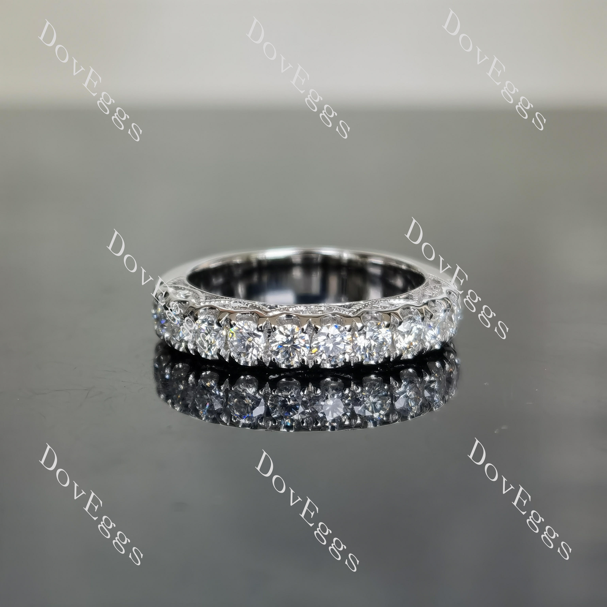 Doveggs Pave moissanite/lab grown diamond wedding band for women-4mm band width
