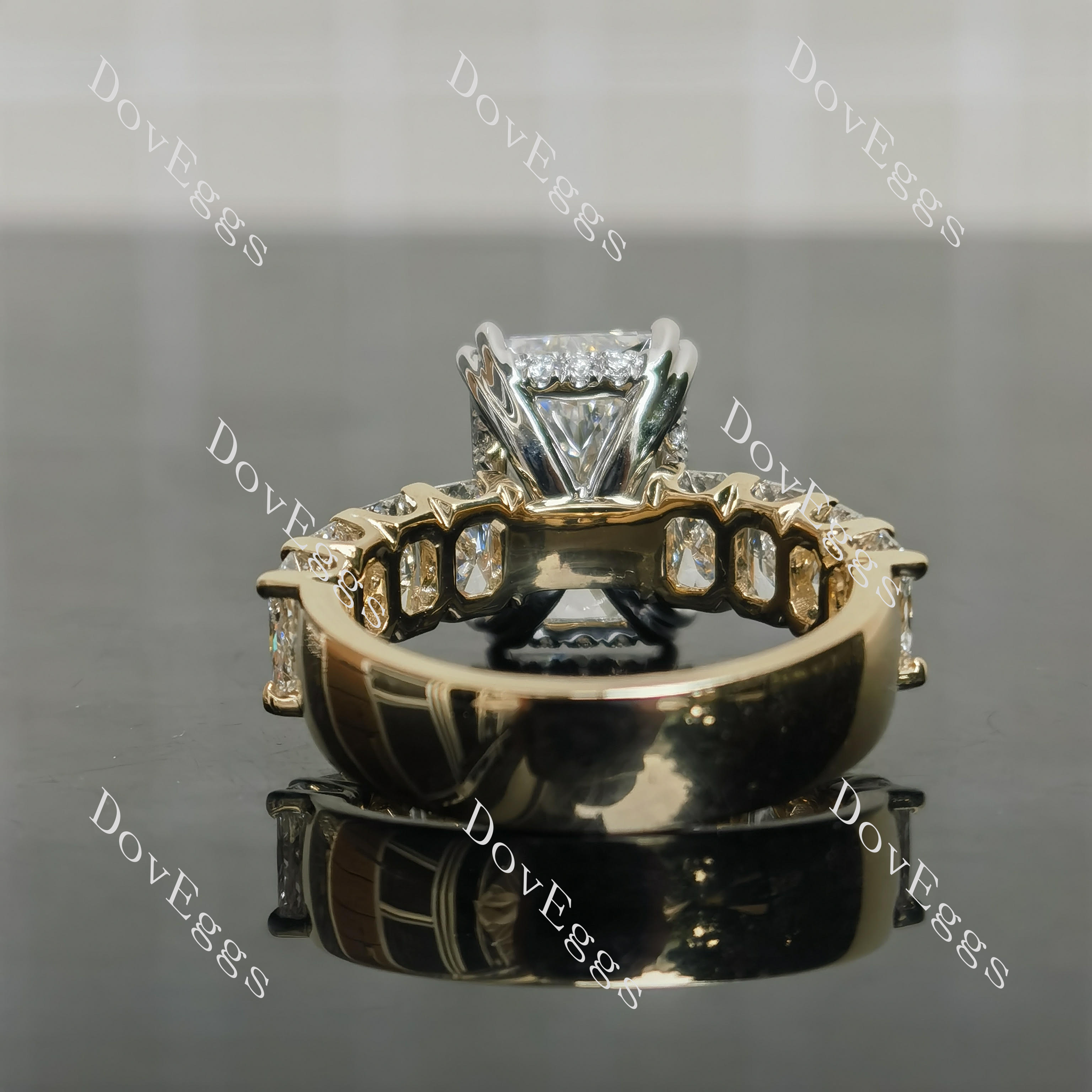 The Helena radiant vintage pave moissnaite engagement ring
