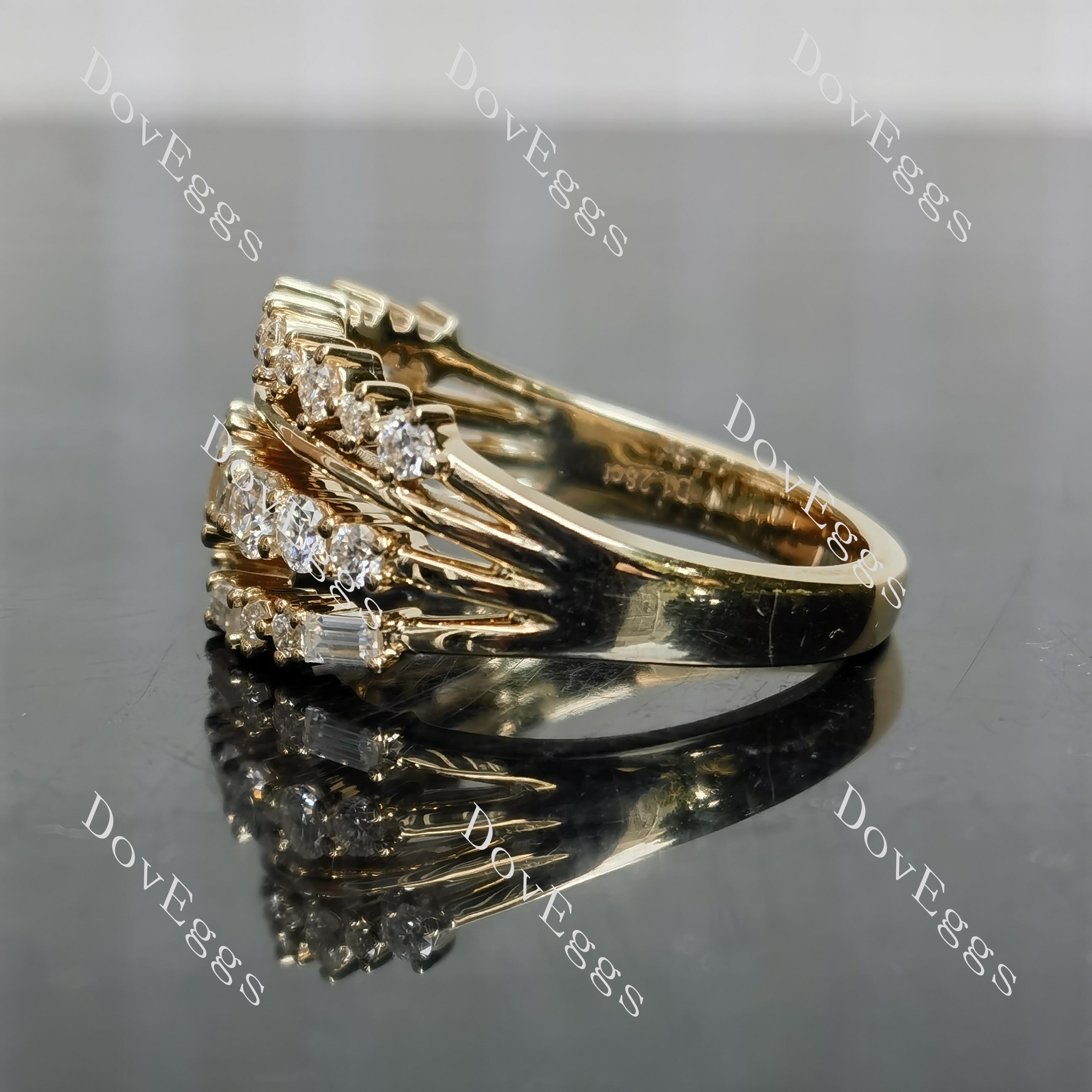 Doveggs round vintage art deco moissanite/lab grown diamond wedding band-2.8mm band width