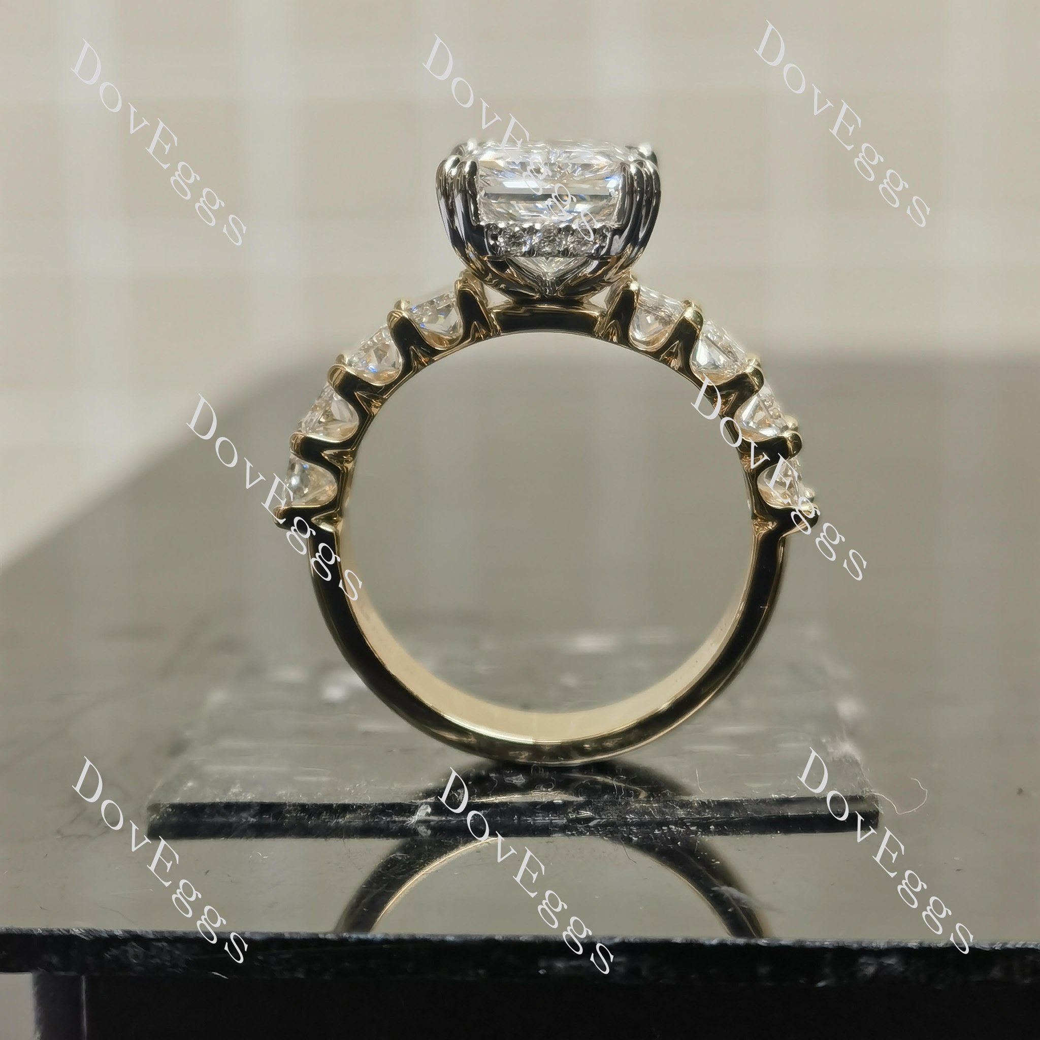 The Helena radiant vintage pave moissnaite engagement ring