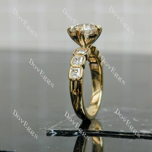 Doveggs round asscher bezel moissanite engagement ring
