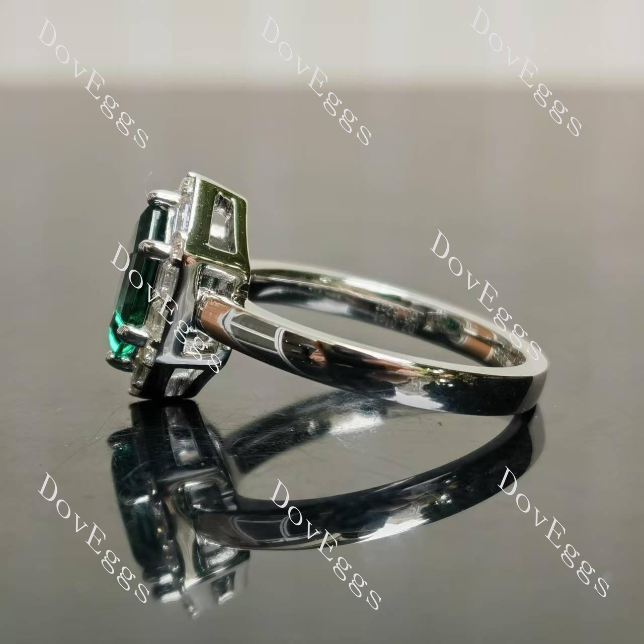 Doveggs Dovie Doutch Marquise cut halo art deco colored gem engagement ring