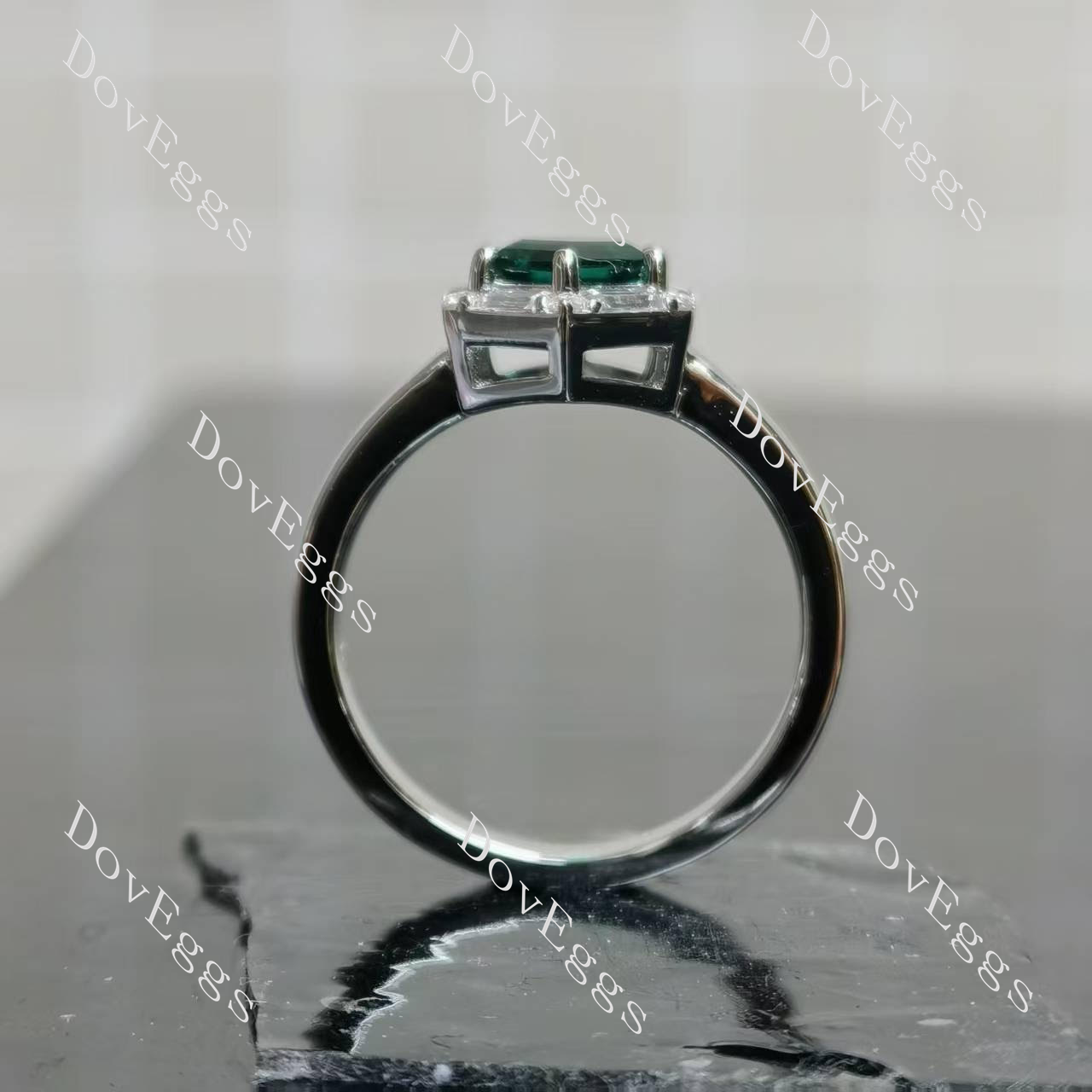 Doveggs Dovie Doutch Marquise cut halo art deco colored gem engagement ring
