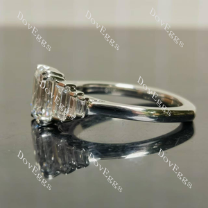 Doveggs emerald side stones moissanite engagement ring