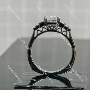 Doveggs emerald side stones moissanite engagement ring