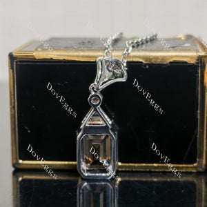Doveggs sterling silver 2ct emerald champagne colored moissanite pendant necklace