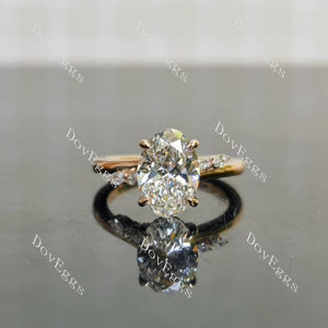 Doveggs oval side stones vintage moissanite engagement ring