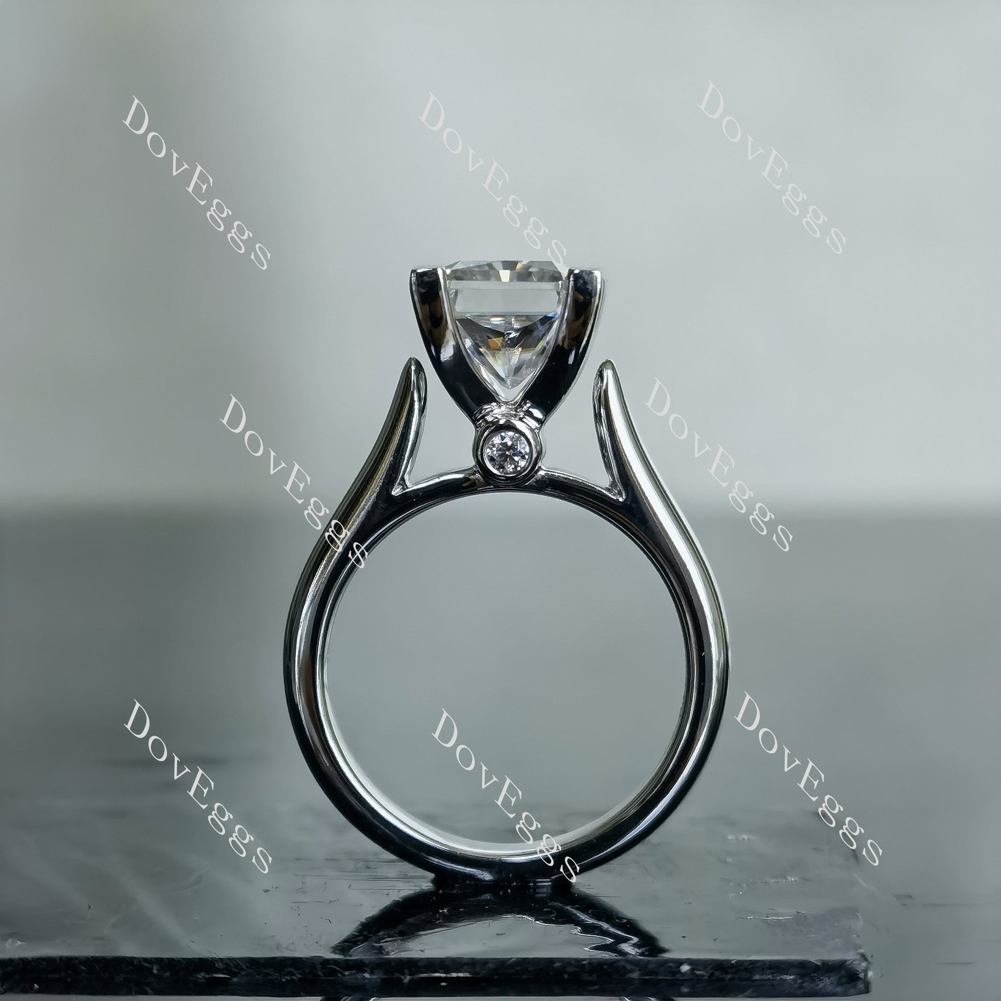 Doveggs radiant pave moissanite engagement ring