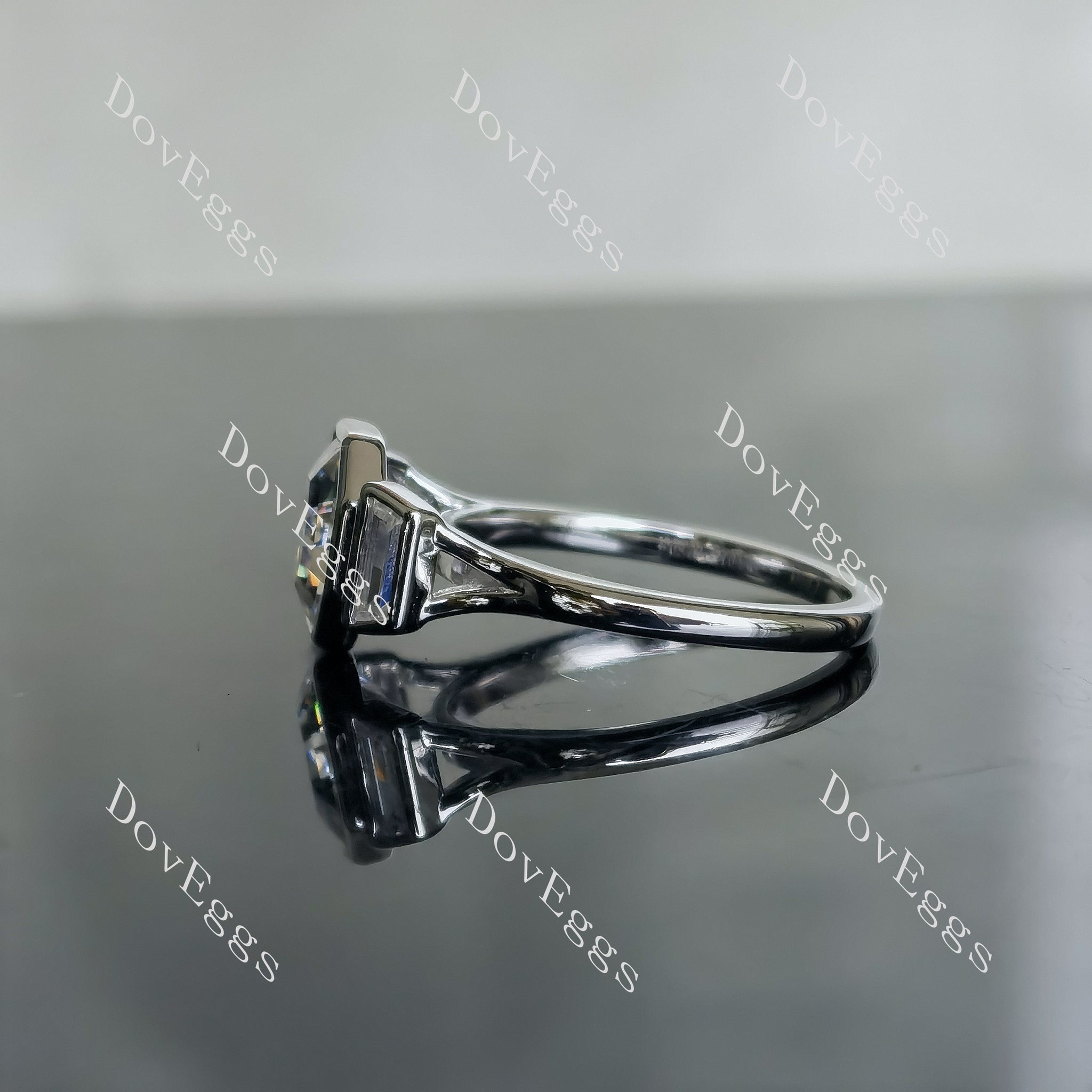 Doveggs 3ct D color Royal Asscher 3.5cttw Moissanite Stones Sterling Silver Ring
