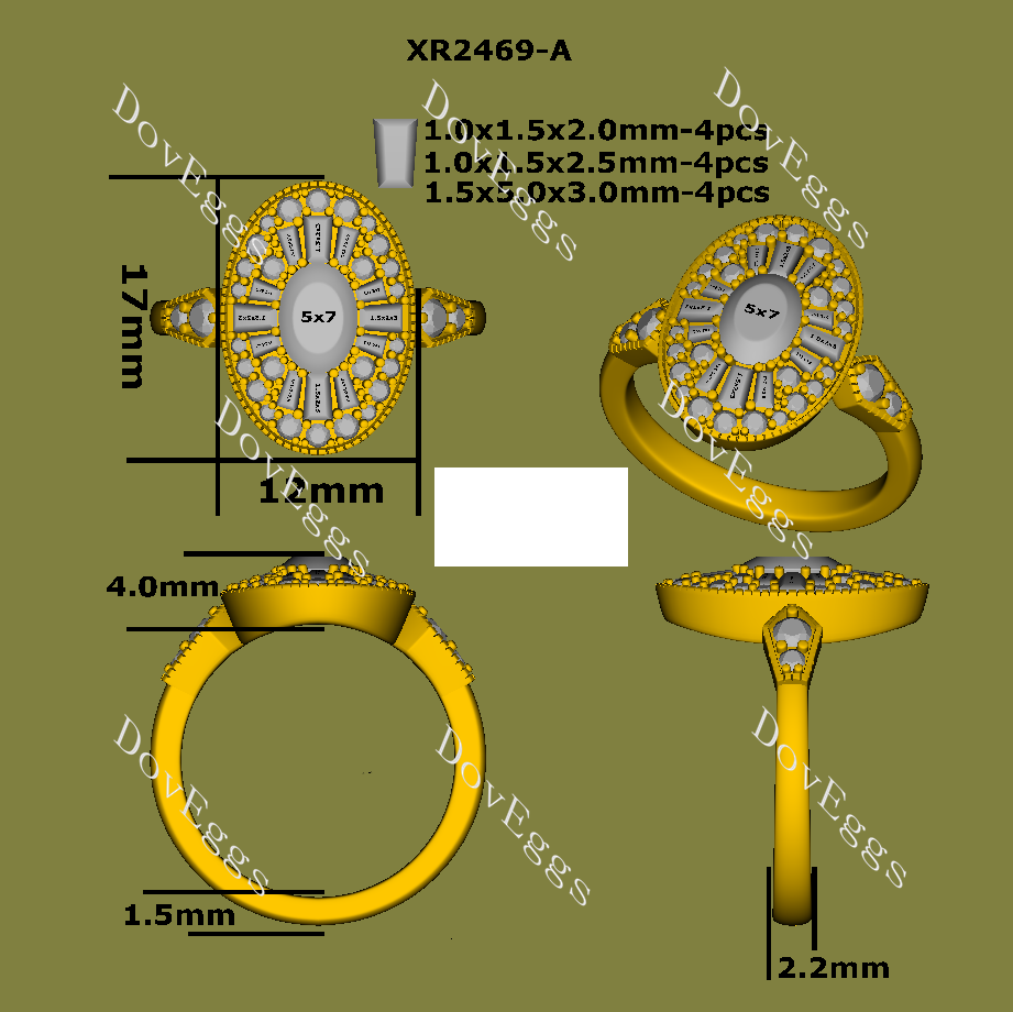 Group Order stunning pave halo 1ct oval shape ballerina moissanite/colored gem ring
